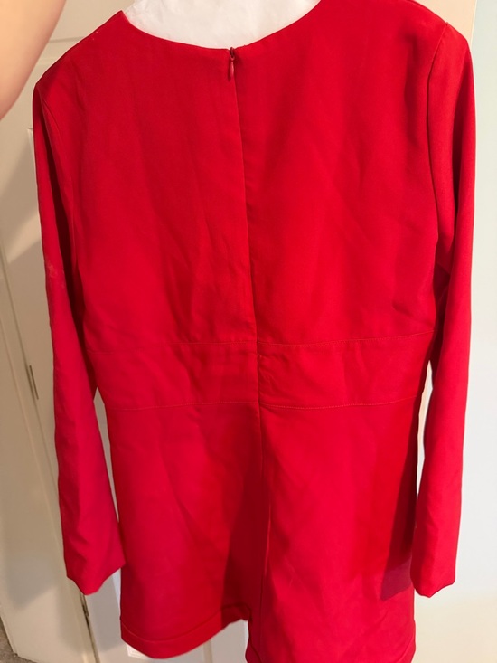SHOPTHEMINT M Nursing friendly Red Long-Sleeve Bow-Accent A-Line Dress - Picture 3 of 3